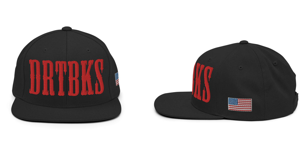 DrtBks.com Bent Metal Snapback Hat